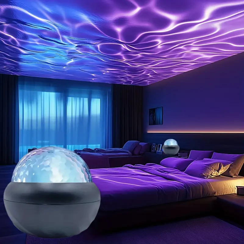 Black LED Water Ripple Projector  Multi-Color USB Crystal Ball Night Light