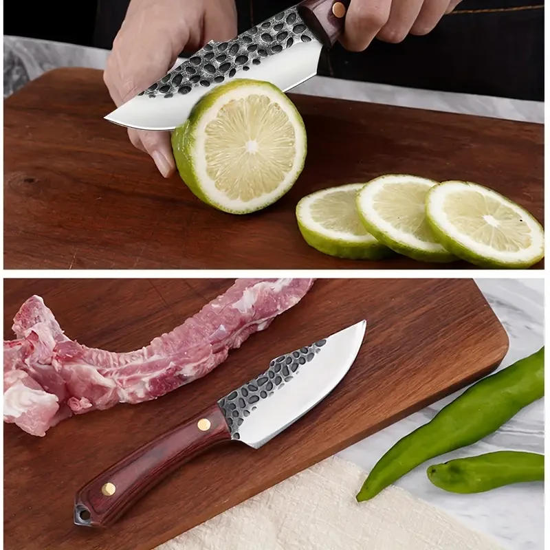 8PCS Professional Chef Butcher's Knife Set High Carbon Steel Japanese Kitchen Knives + Storage Bag