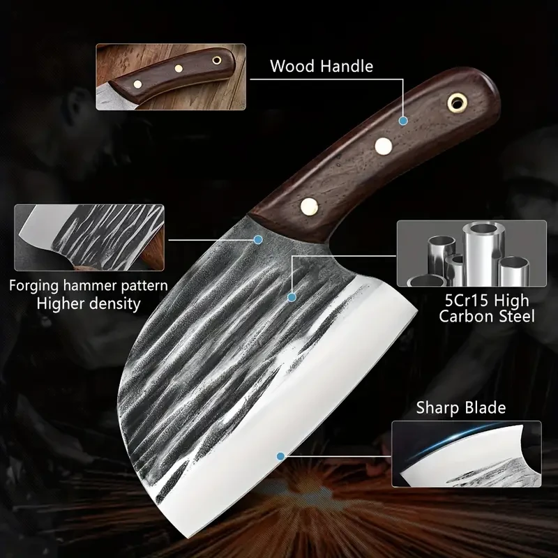 8PCS Professional Chef Butcher's Knife Set High Carbon Steel Japanese Kitchen Knives + Storage Bag