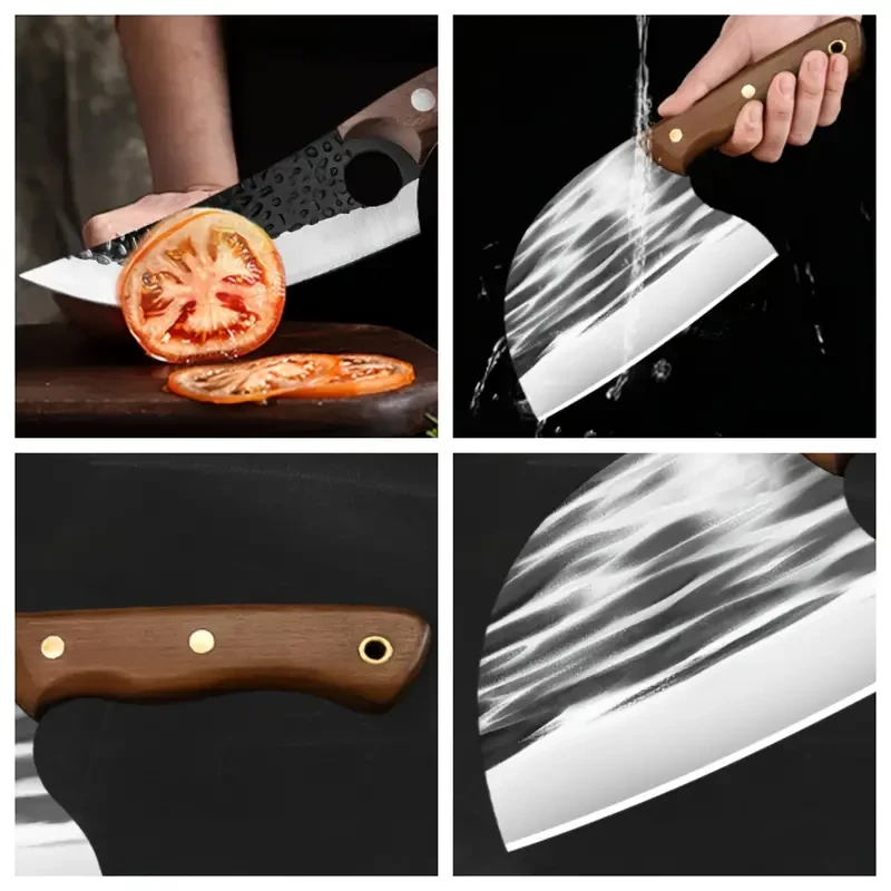 8PCS Professional Chef Butcher's Knife Set High Carbon Steel Japanese Kitchen Knives + Storage Bag