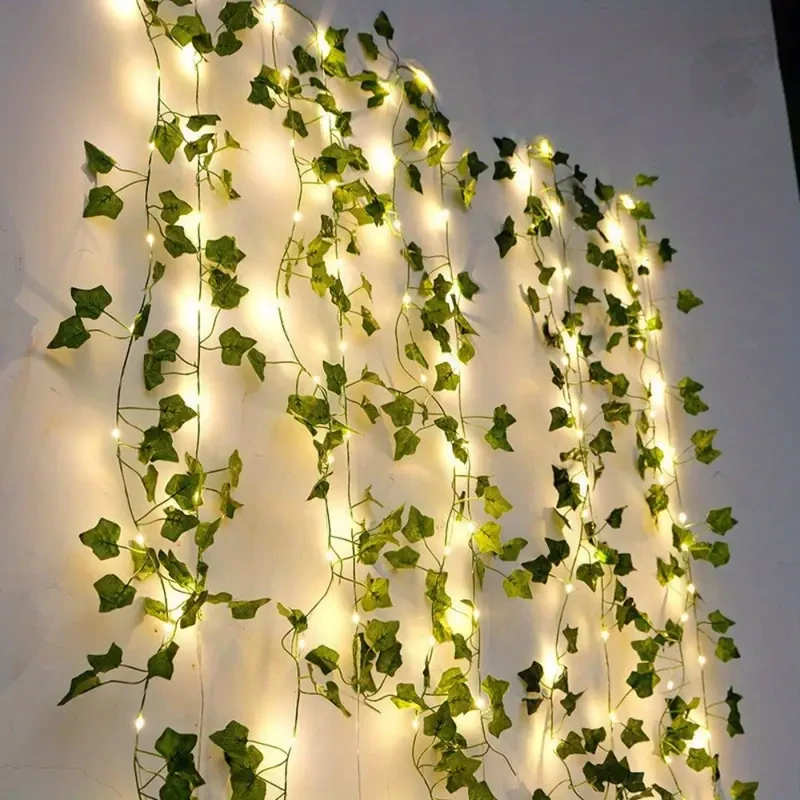 5.0m Artificial Ivy Leaf Plants with LED String Lights  Green Vine Garland