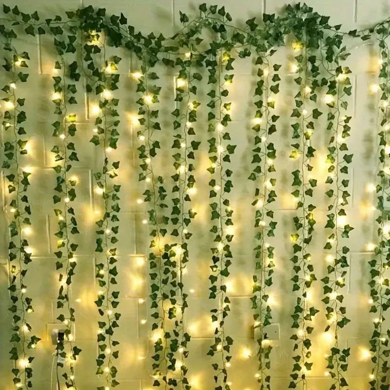 5.0m Artificial Ivy Leaf Plants with LED String Lights Green Vine Garland