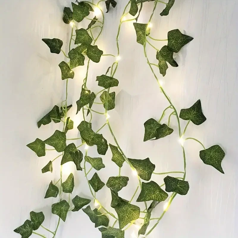 5.0m Artificial Ivy Leaf Plants with LED String Lights Green Vine Garland