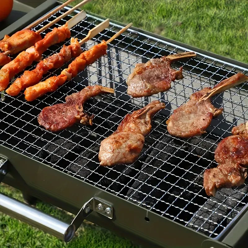 Large Foldable Charcoal BBQ Grill  Portable Outdoor Barbecue Box
