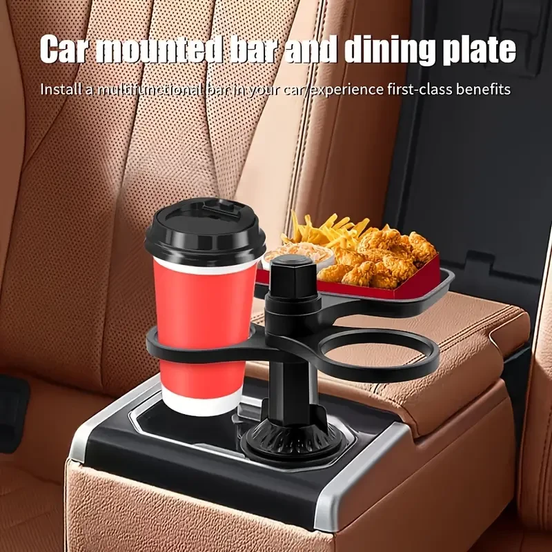 360 Rotatable Car Cup Holder  Expandable Snack Tray