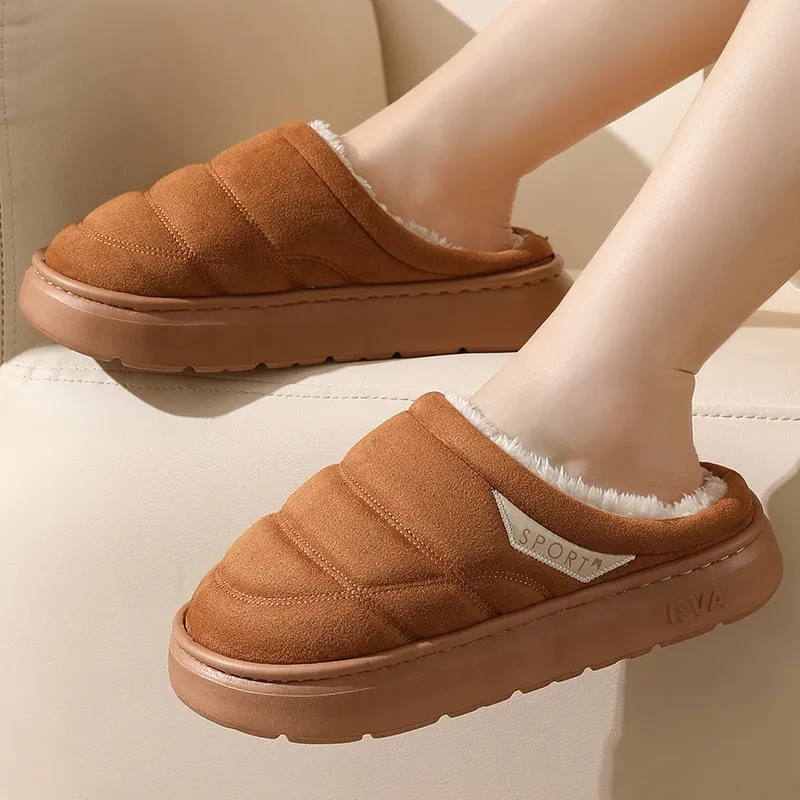 Fashion Solid Plush Slipper Winter Warm Indoor Floor Bedroom Home Slippers