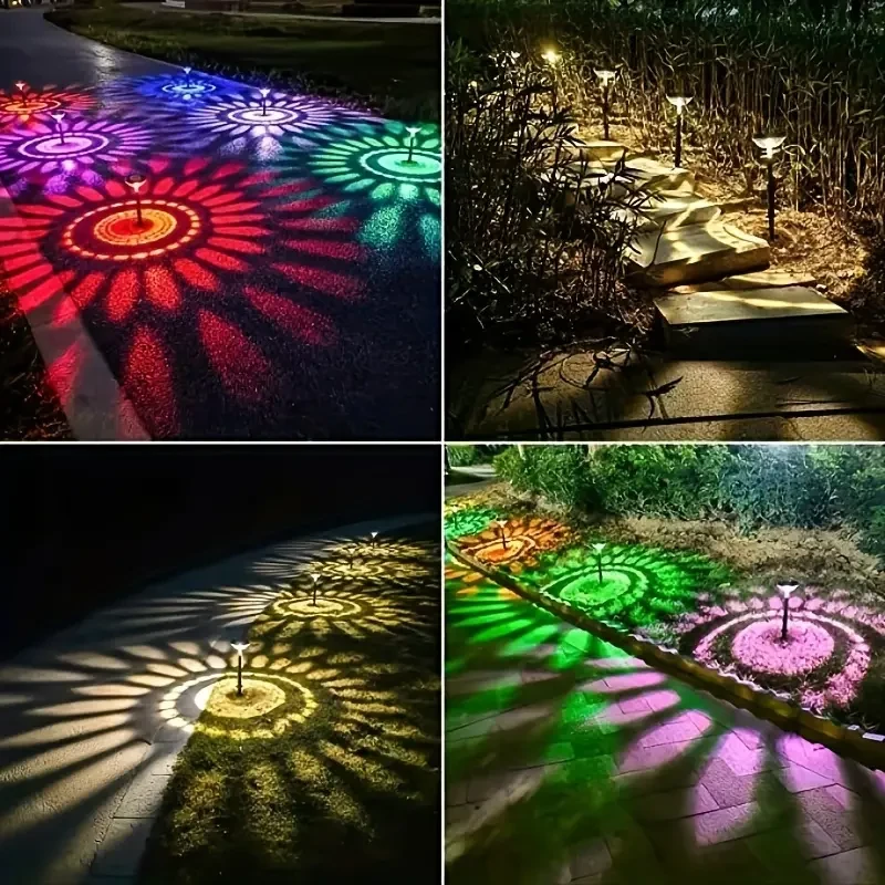 6pcs Solar Lawn Lights  Warm & Color Decorative Pathway Lights