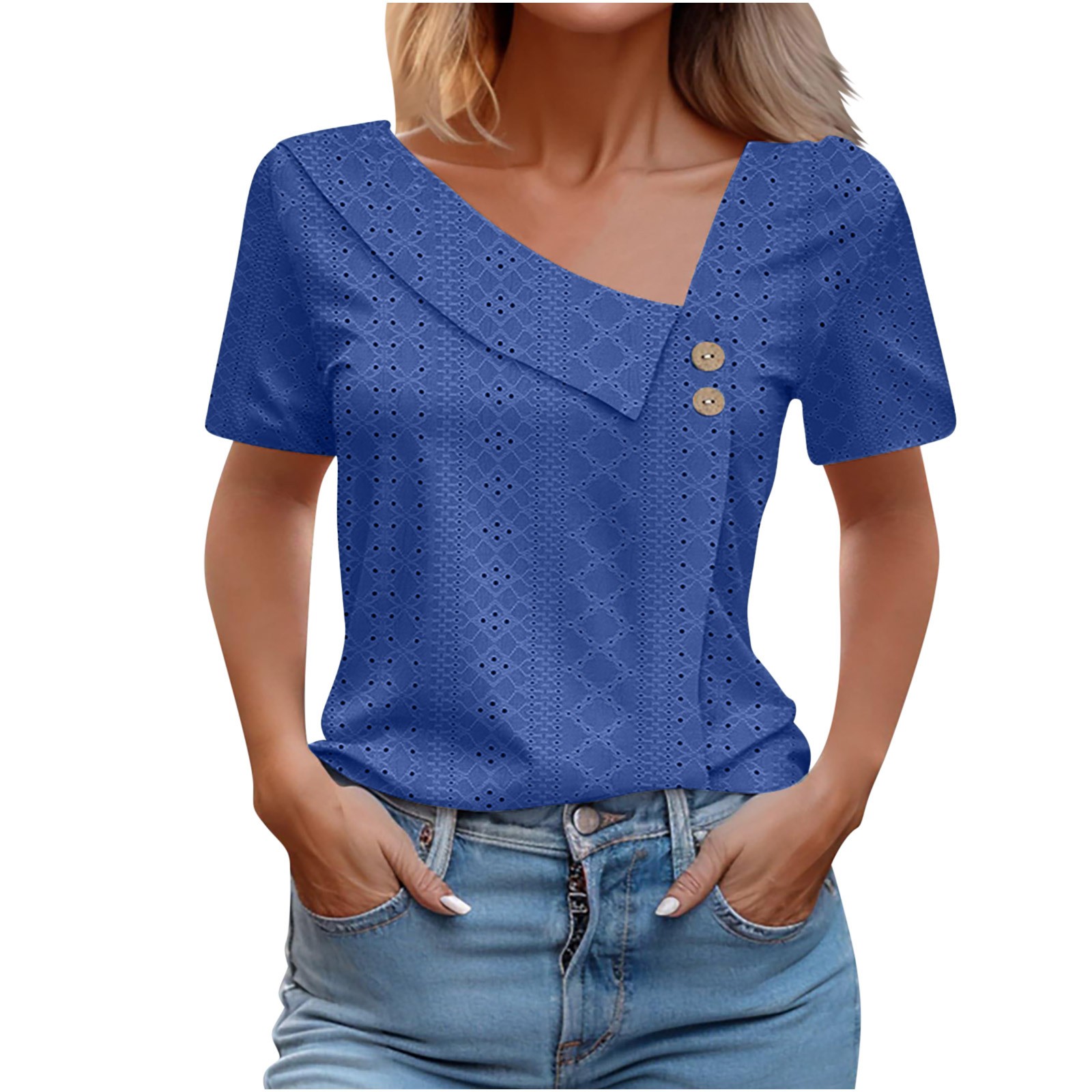 Women's V-neck Short Sleeved T-shirt For Summer