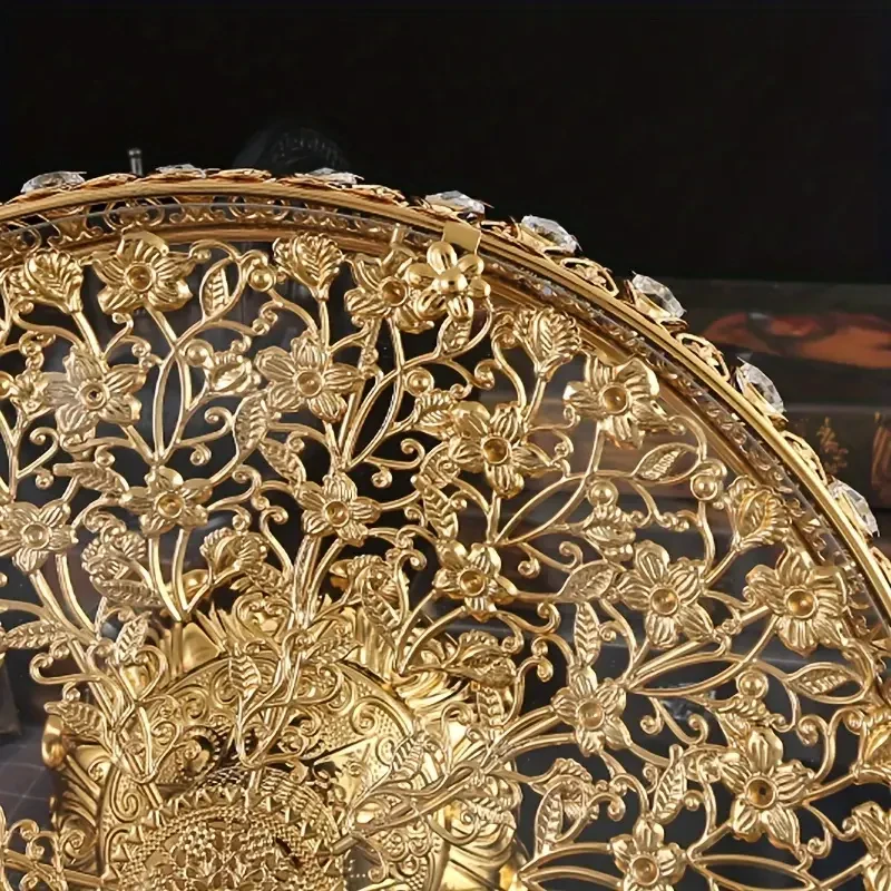 Burronwood Glass Fruit Bowl with Golden Iron Design