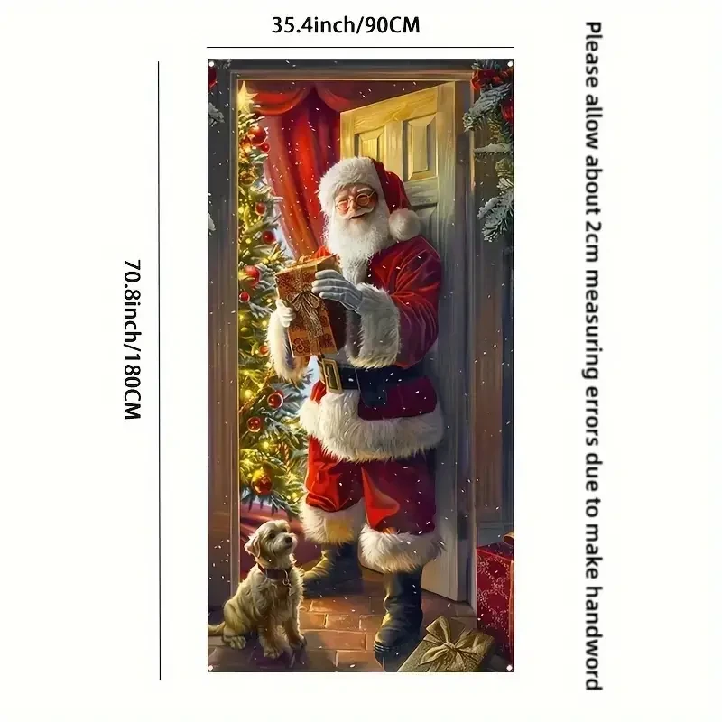 Santa Claus Christmas Door Banner 179.83cm x 89.92cm - Versatile Indoor/Outdoor Holiday Decoration, Perfect for Photo Booths & Parties, Christmas Decor