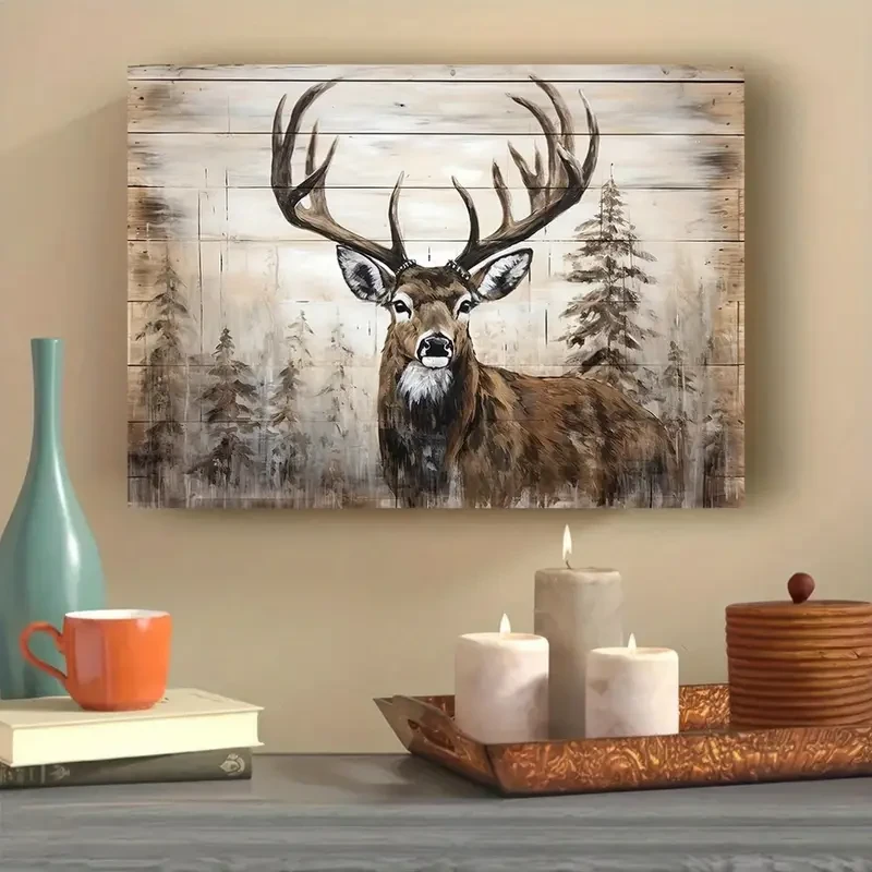 Rustic Deer & Wilderness Canvas Wall Art