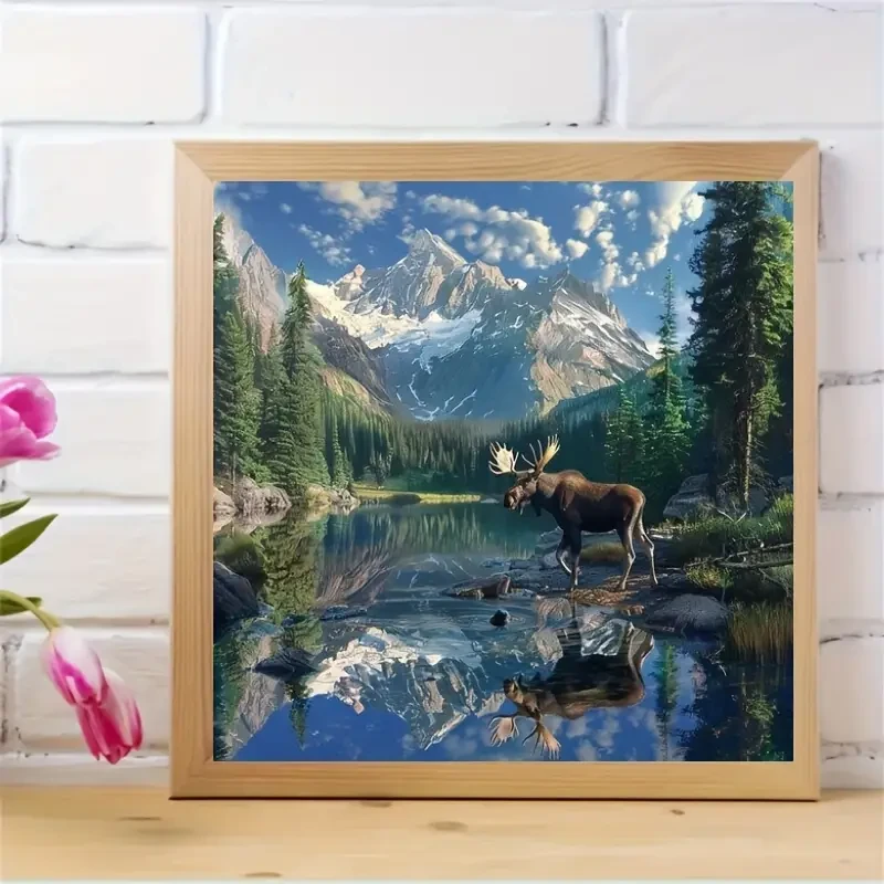 Moose in the Mountains Diamond Painting Kit