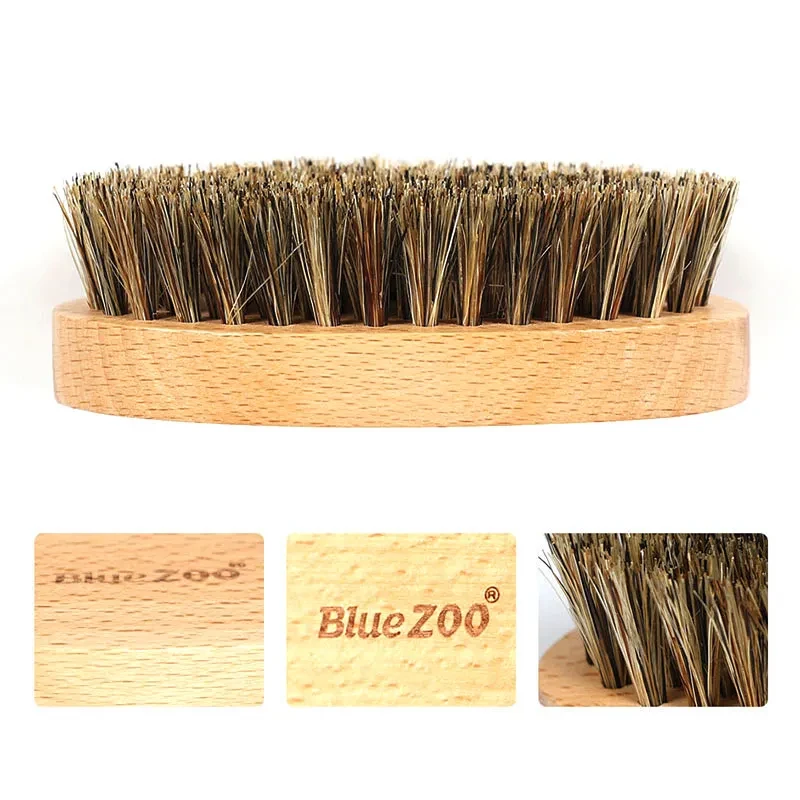 Oval Bluezoo Beech Wood Color Beard  Brush