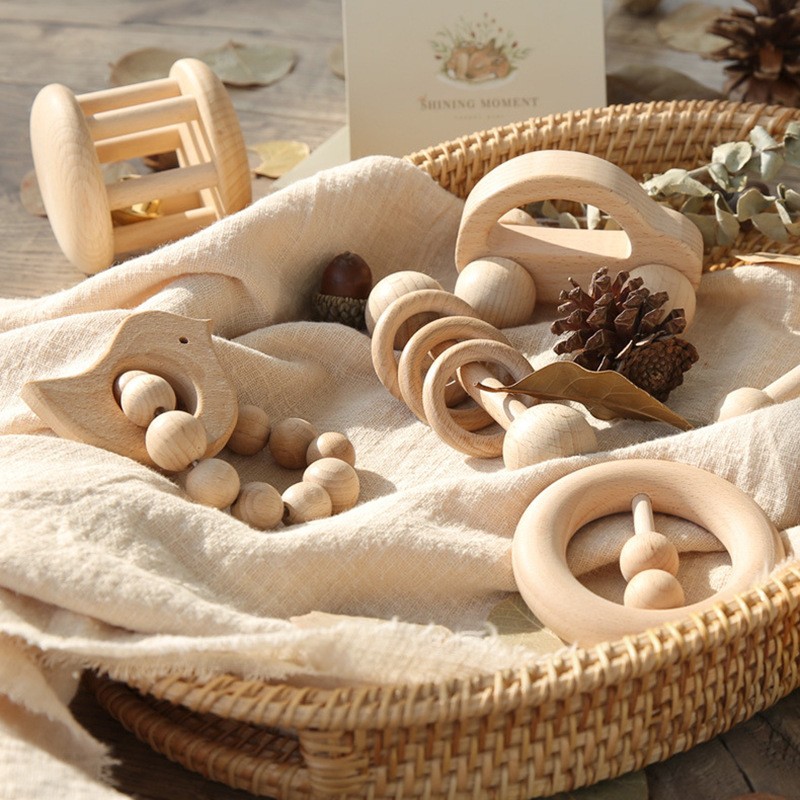 Wooden Rattle Bed Bell Parent-child Interactive Children's Toy