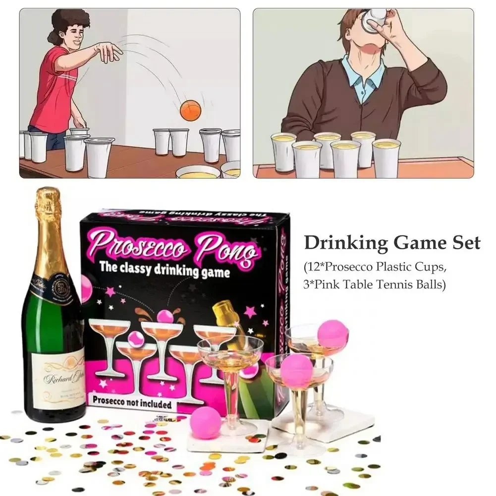 Beer Pong Game Cup PS Champagne Glass Goblet Pong Beer Game Party Family Party
