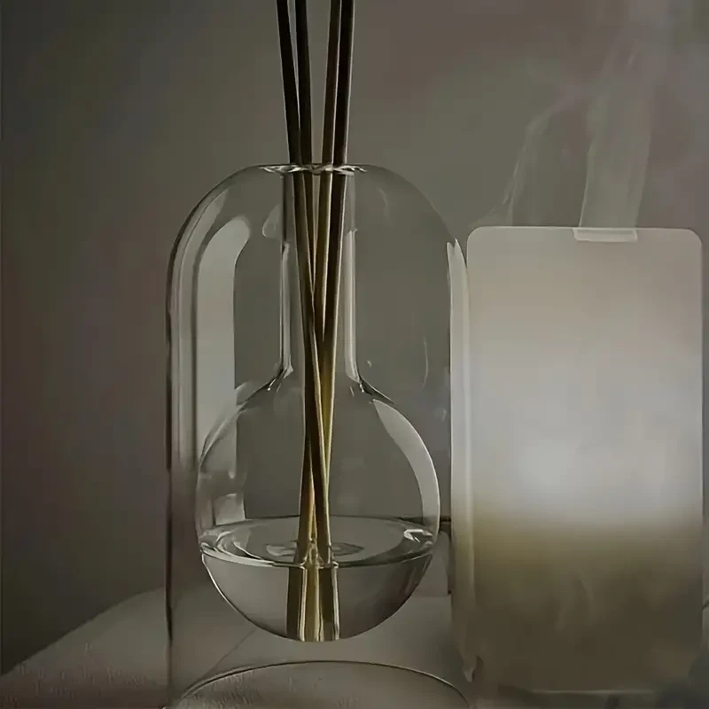 Elegant Glass Aroma Diffuser Vase for Reed Sticks, Art Deco Style Home Fragrance Decor
