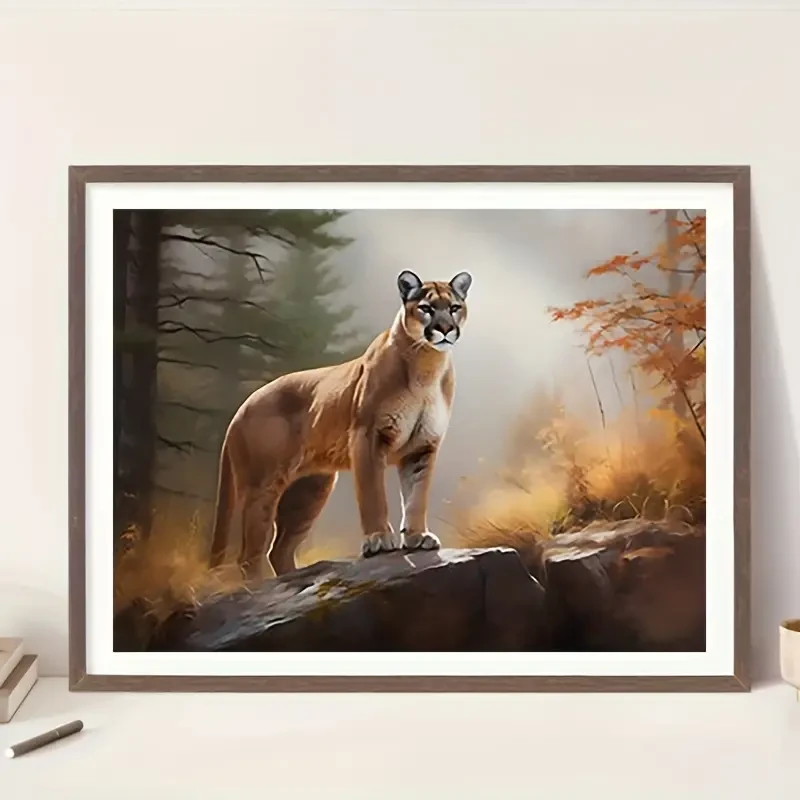 1pc Vibrant Cougar Canvas Wall Art Print