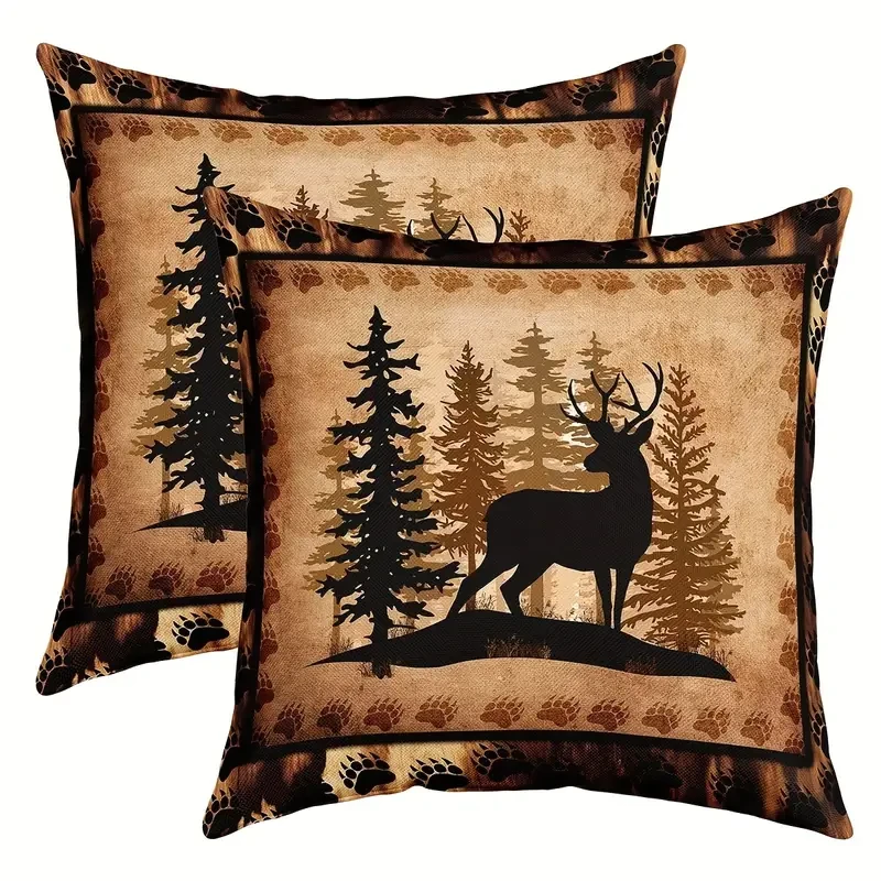 2pcs, Cute Deer Short Plush Throw Pillow Covers