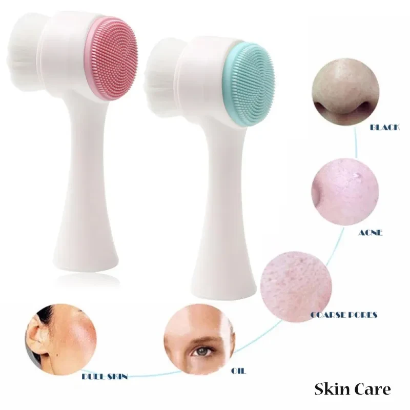 Double-Sided Silicone Facial Cleansing & Massage Brush