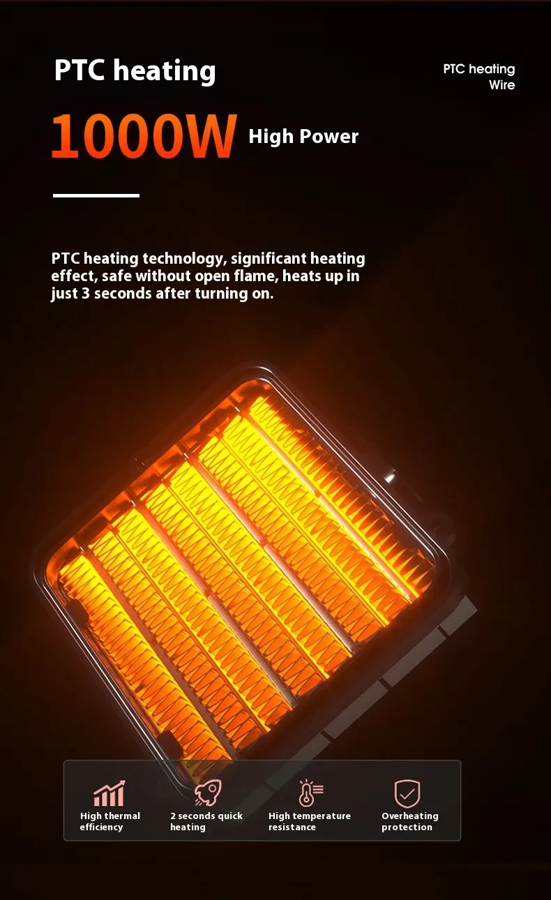 Portable 3D Flame Effect Electric Heater Warmer, Warm Air Fan, Winter Room Radiator and Stove.