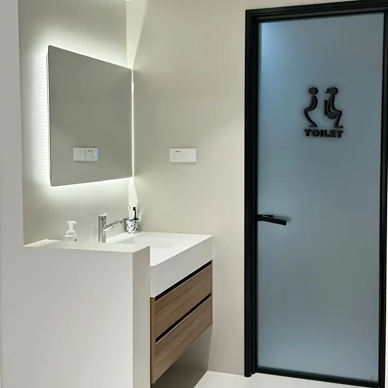 3D Acrylic Unisex Bathroom Door Sign  Stylish Black Design
