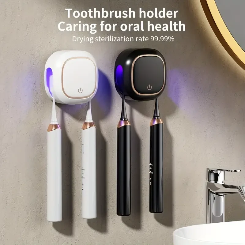 Sleek No-Drill UV Toothbrush Sanitizer with Automatic Sterilization