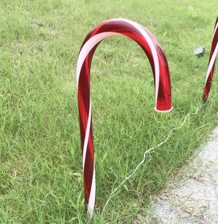 Christmas Outdoor Solar Cane Light LED Copper Wire Ground Plug