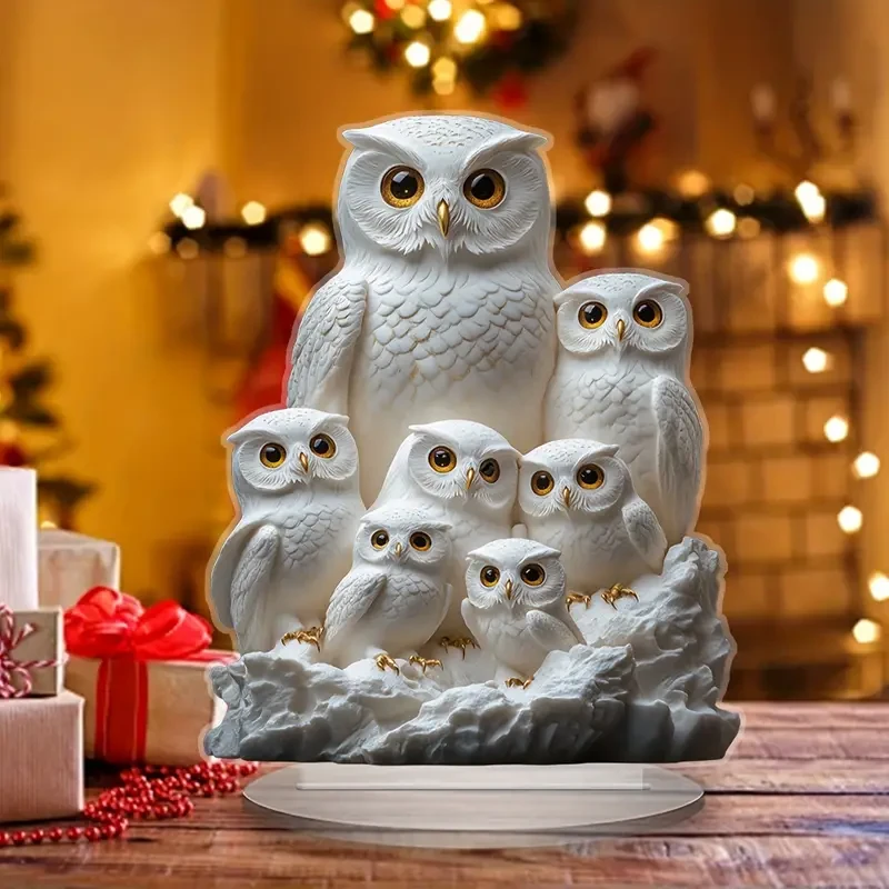 Charming Owl Family Acrylic Decor