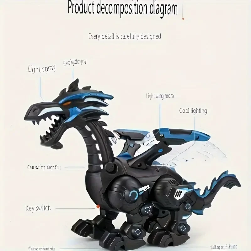 Walking Spray Dinosaur with Sound & Light Show  Assembly Dragon Toy