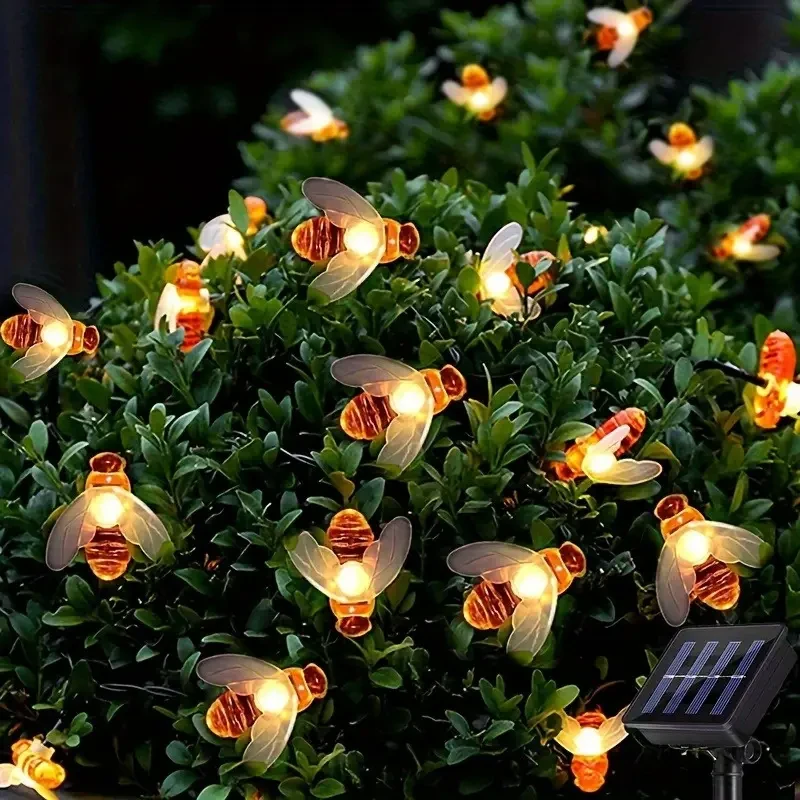 Solar Honey Bee String Lights 6.4m, 30 LED, 8 Modes