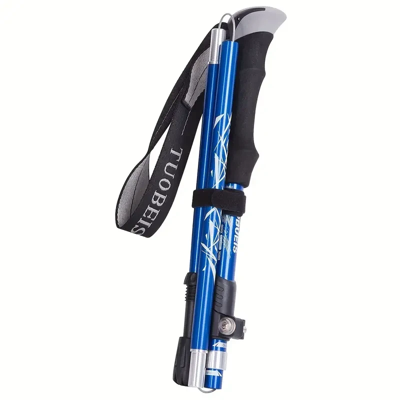 Aluminum Alloy Hiking Pole, Ultralight Foldable Trekking Stick With Anti-Slip EVA Handle And Storage Bag, Adjustable 110-130cm