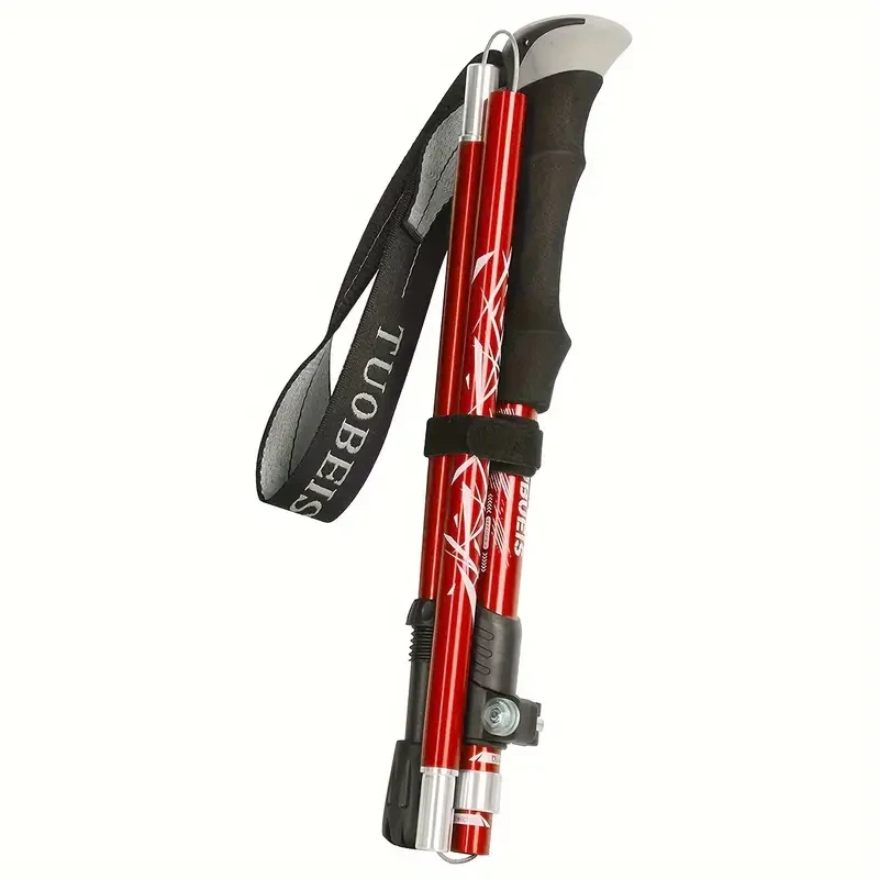 Aluminum Alloy Hiking Pole, Ultralight Foldable Trekking Stick With Anti-Slip EVA Handle And Storage Bag, Adjustable 110-130cm