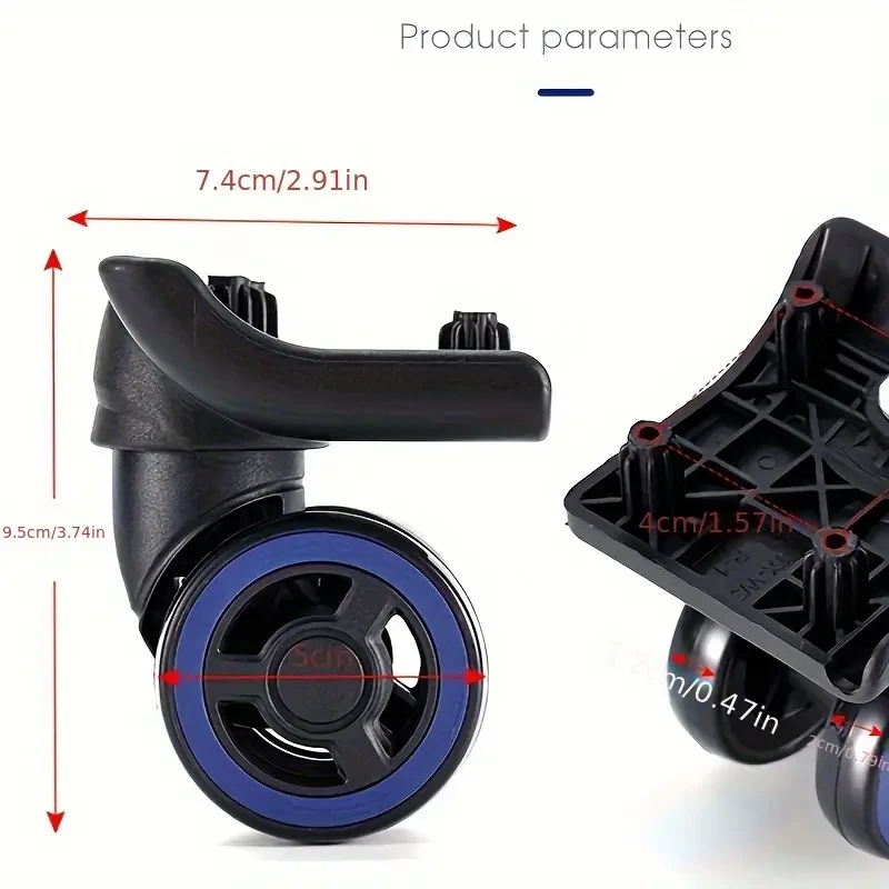 4pcs Luggage Wheel Replacement 360 Degree Silent For Travel Case Trolley Universal