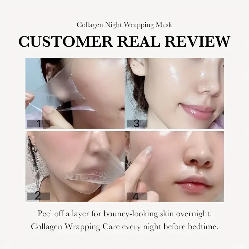 New Collagen Night Wrap Exfoliating Mask! Sleep, Shed And Glow!Radiant Elasticity And Moisturizing Treatment;Hydrolyzed Collagen For Radiant Skin!