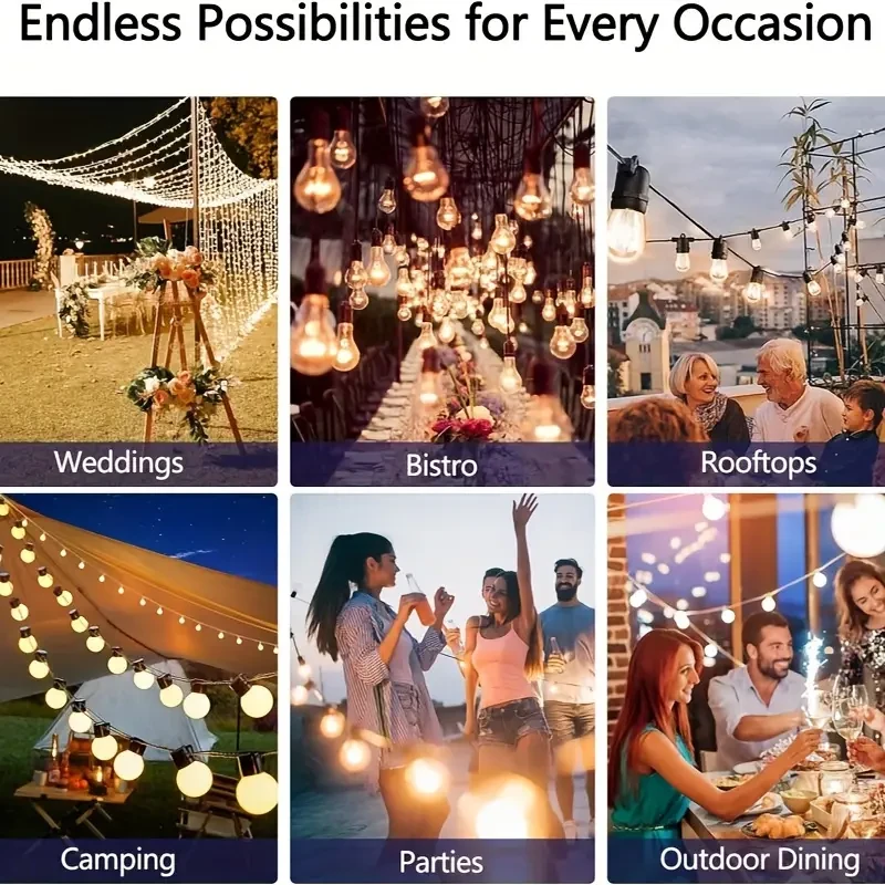 Solar LED Edison Bulb String Lights