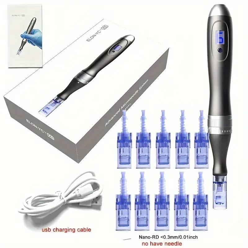 ELON-YC Dr Derma Pen X6 With 10 Pcs Nano-RD, Beauty Pen Skincare Wireless DermaPen Beauty Machine