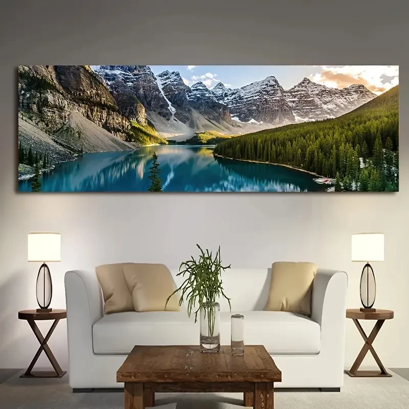 Breathtaking Lake Forest Mountain Scenery Wall Art Decor