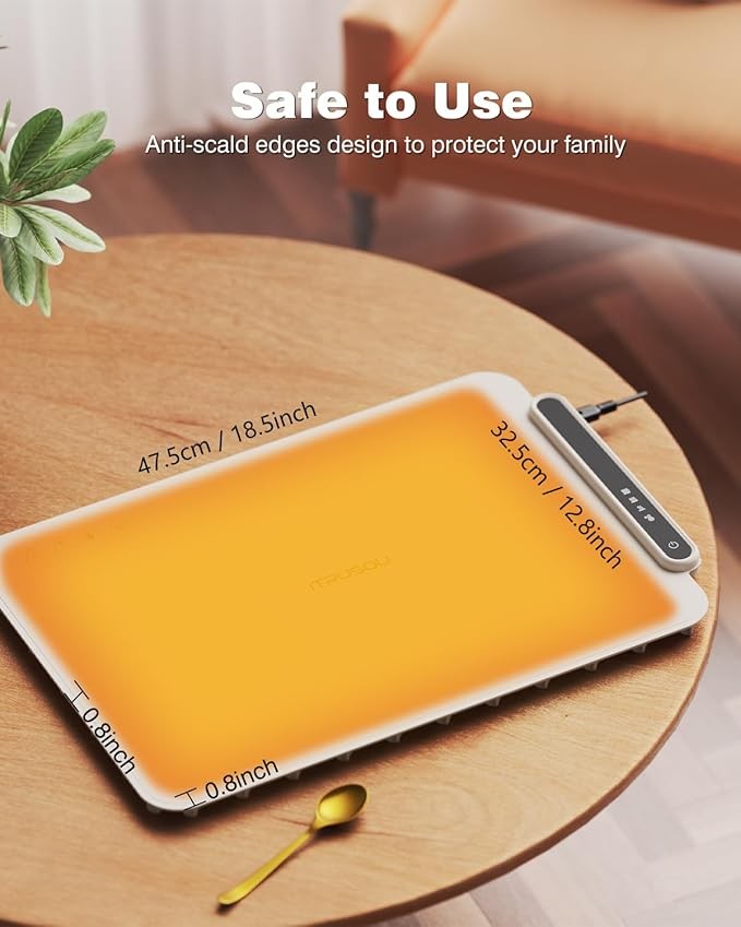 iTRUSOU Electric Food Warming Mat - 3-Setting Full-Surface Tray