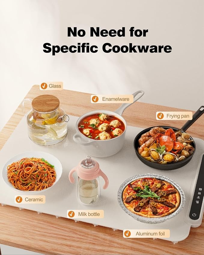 iTRUSOU Electric Food Warming Mat - 3-Setting Full-Surface Tray
