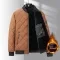 Mens Rhombic-Sewing Cotton Coat  Thickened Winter Baseball Jacket with Casual Solid Color Design