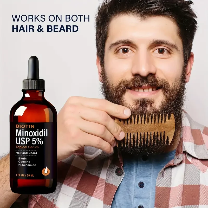 2 Pack 5% Minoxidil Hair Growth Serum, Minoxidil For Hair Growth, Hair Loss, And Hair Regrowth Oil With BiotinFor Scalp Hair Loss And Hair Thinning, 1.01oz