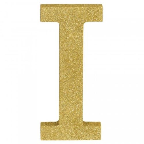 Letter I Gold Glittered Decoration Wooden