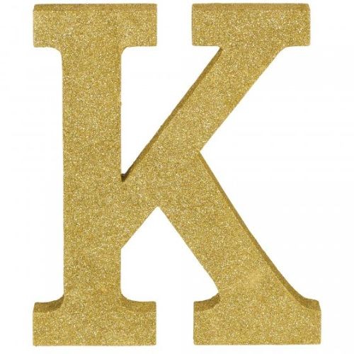 Letter K Gold Glittered Decoration Wooden