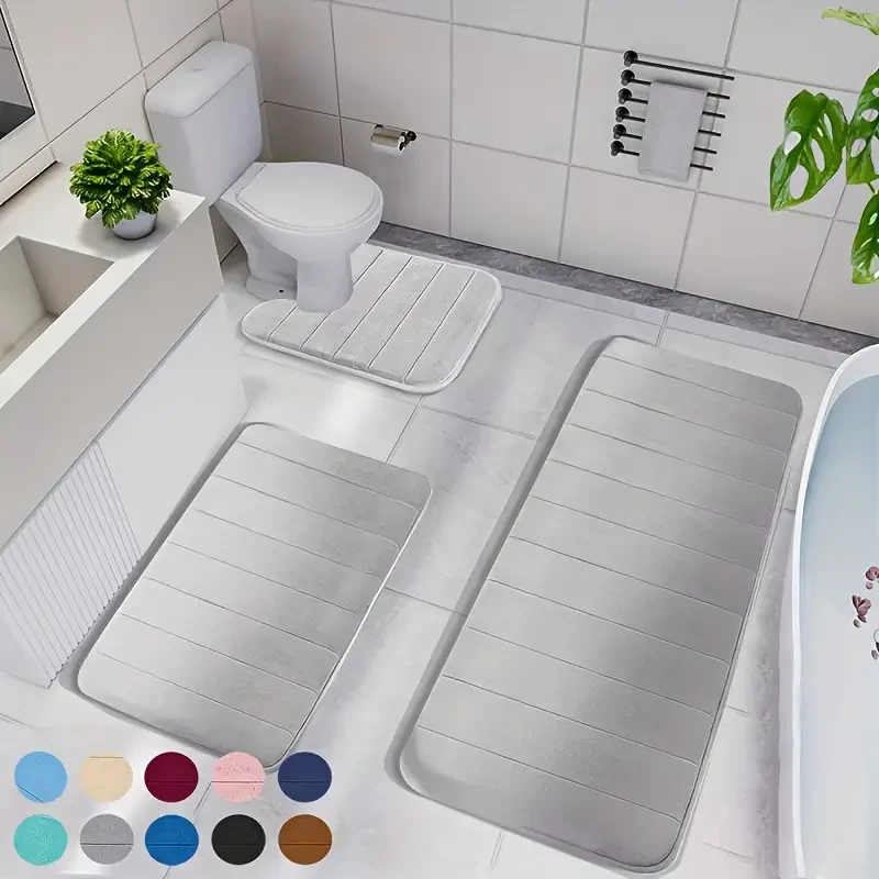 3pcs Luxurious Memory Foam Bath Mats