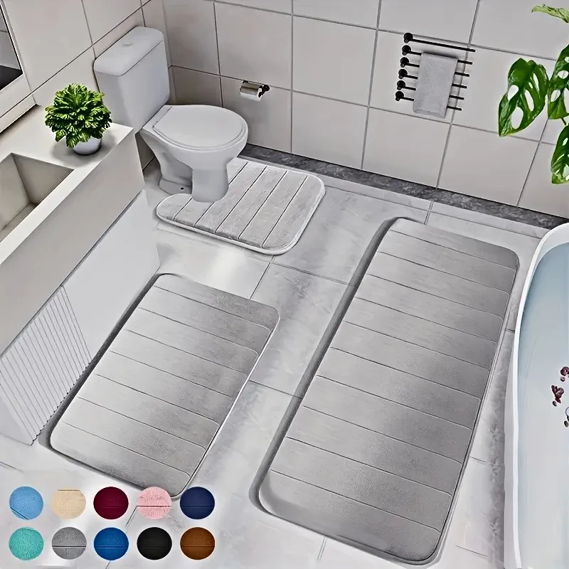 3pcs Luxurious Memory Foam Bath Mats
