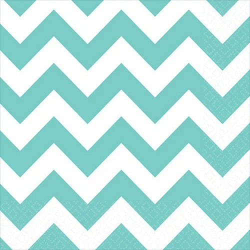Chevron Beverage Napkins Robin's-Egg Blue - Pack of 16