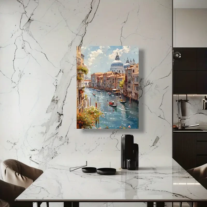 Venice Canals Scene - 30.48x40.64cm Unframed Canvas Art Print