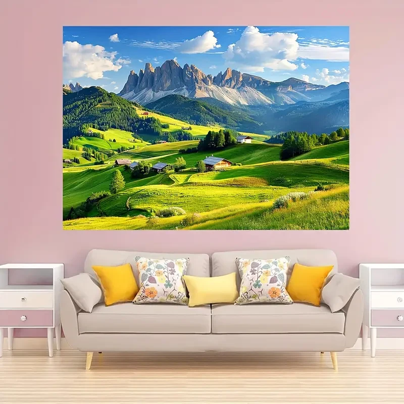 Versatile Mountain Landscape Tapestry - Blacklight Reactive Wall Hanging