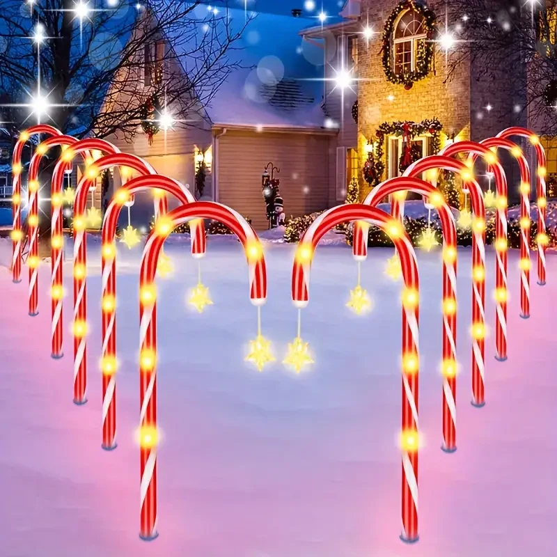 [Top-Rated] Solar-Powered Candy Cane Christmas Lights - 18in Outdoor Decorative String with 8 Modes, Perfect for Lawn, Yard & Garden Xmas Tree, Christmas Decor