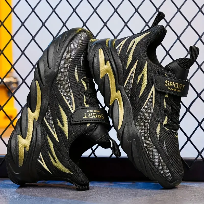 Boy's Trendy Flame Pattern Chunky Shoes